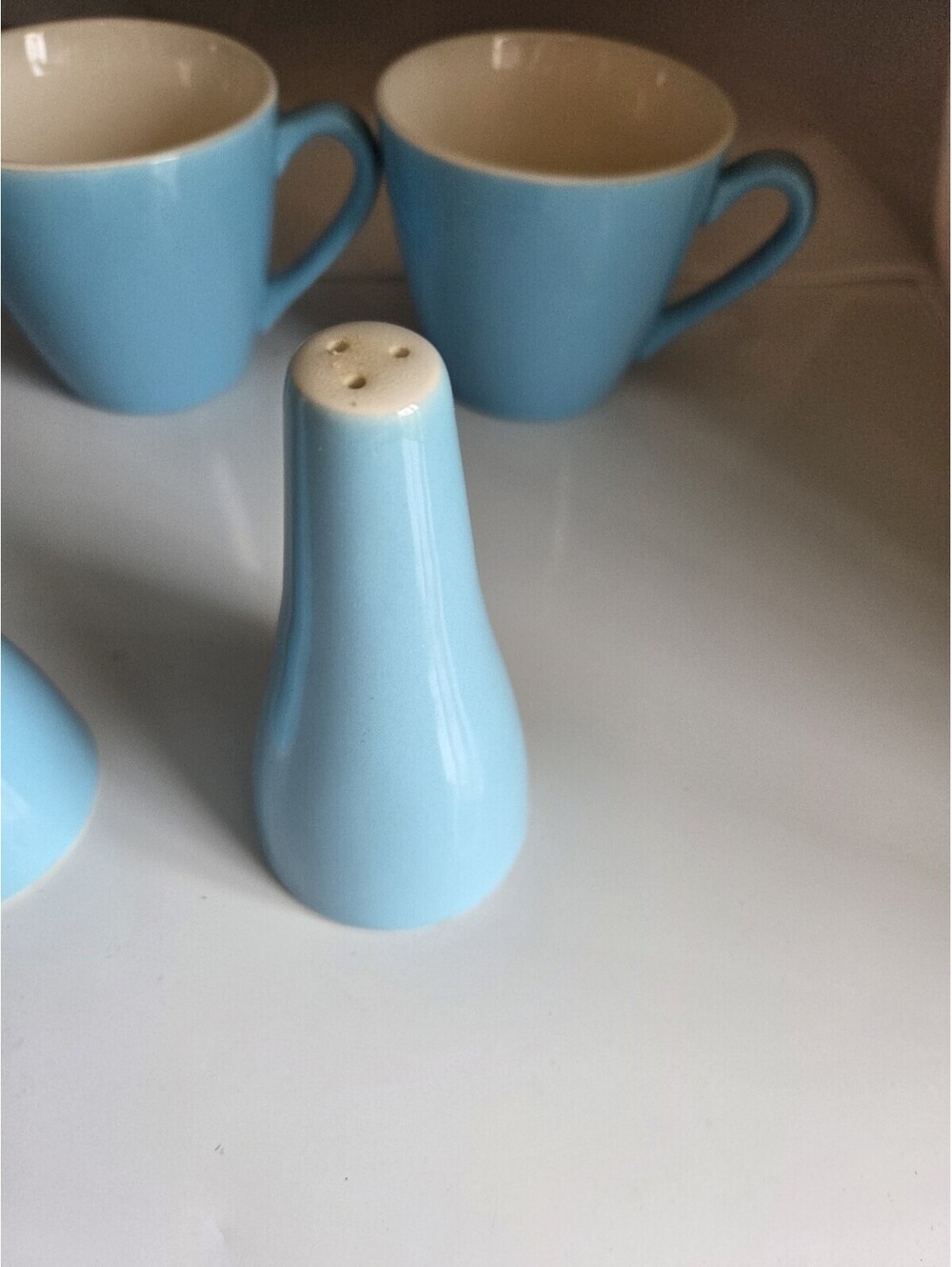 Vintage Atomic Blue 7pcs Sugar + Shakers + COFFEE CUPS Aqua Teal Blue MCM  SC2 - Picture 12 of 16